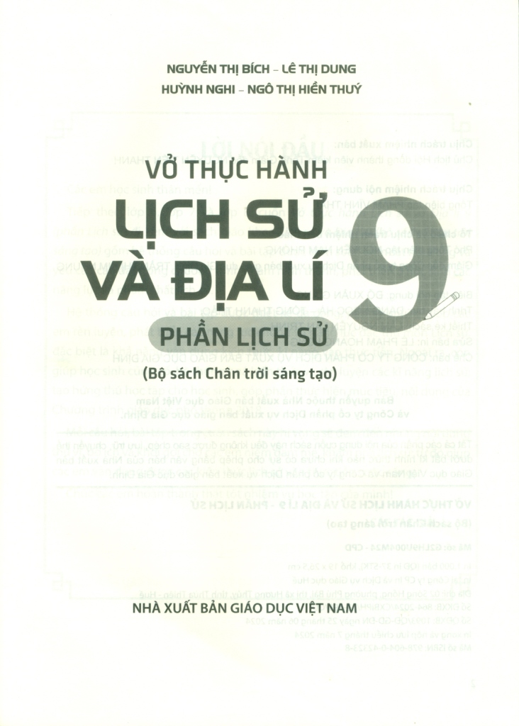 VỞ THỰC HÀNH LỊCH SỬ VÀ ĐỊA LÍ LỚP 9 - PHẦN LỊCH SỬ (Chân trời sáng tạo)